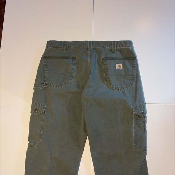 Vintage Carhartt Mens Olive Utility Carpenter Pants 36x30 - Picture 2 of 7